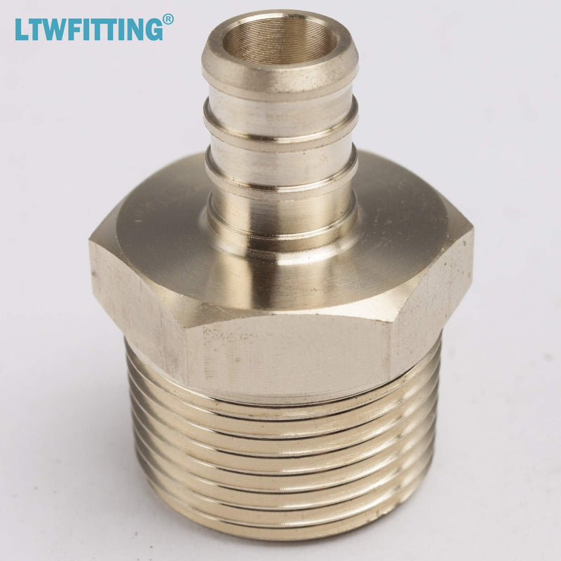 LTWFITTING No Lead Brass PEX Adapter Fitting 1/2-Inch PEX x 3/4-Inch Male NPT Crimp Adaptor (Pack of 20)
