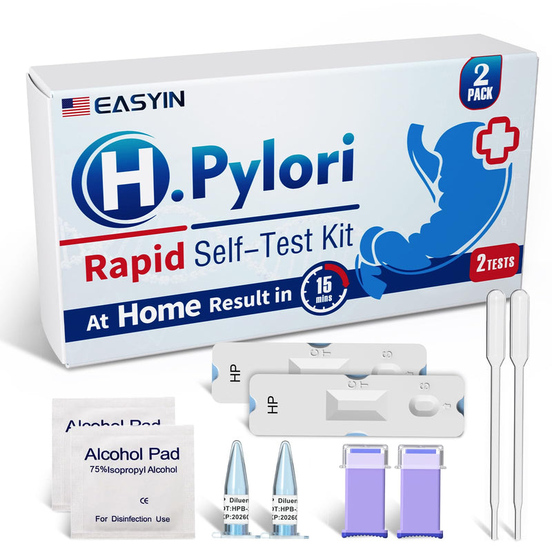 H Pylori Test Kit: 2 Pack Helicobacter Pylori Test at Home Results in 10-15 Minutes - Fast & Highly Accurate, Easy to use & Read H-Pylori Test Kit (2)