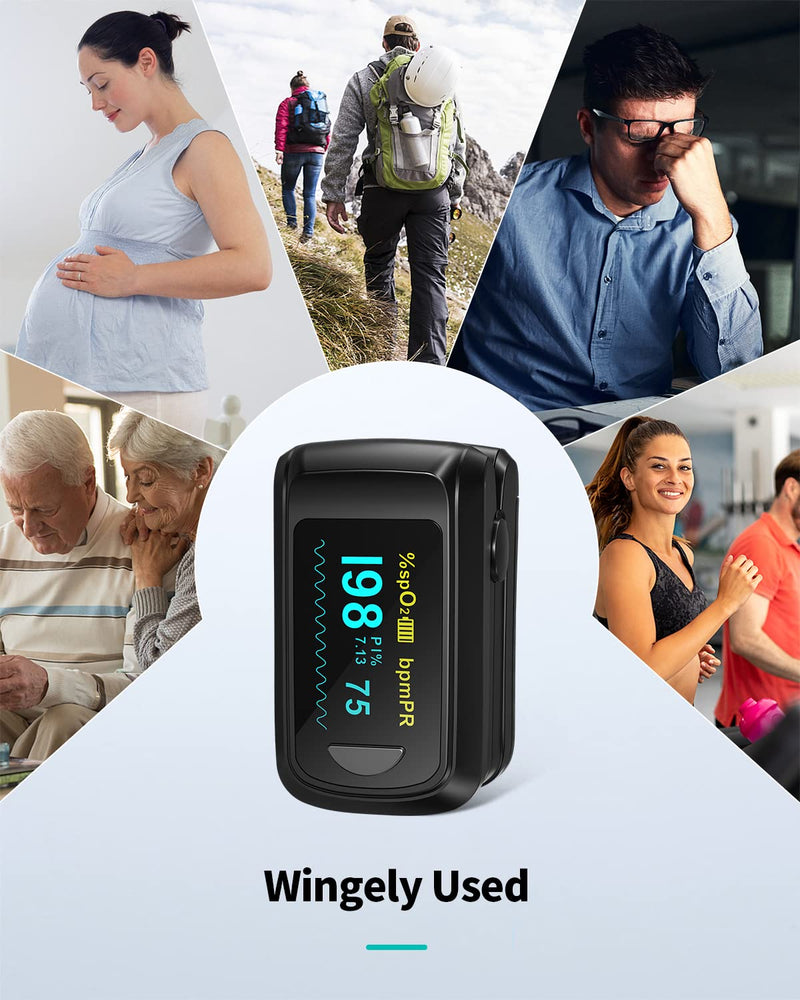 Pulse Oximeter Blood Oxygen Monitor Fingertip HealthTree Bluetooth Pulse Ox with Free APP, O2 Pulse Oximeter Finger and Heart Rate Monitor Black