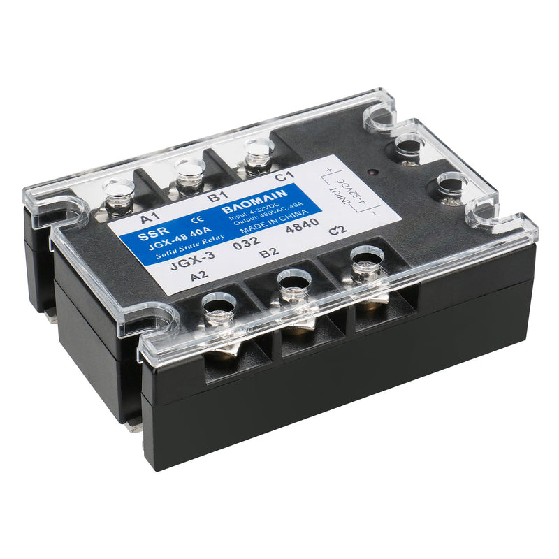 Baomain 3 Phase Solid State Relay JGX-3340A 4-32 VDC Input 480VAC 40 Amp Output DC/AC