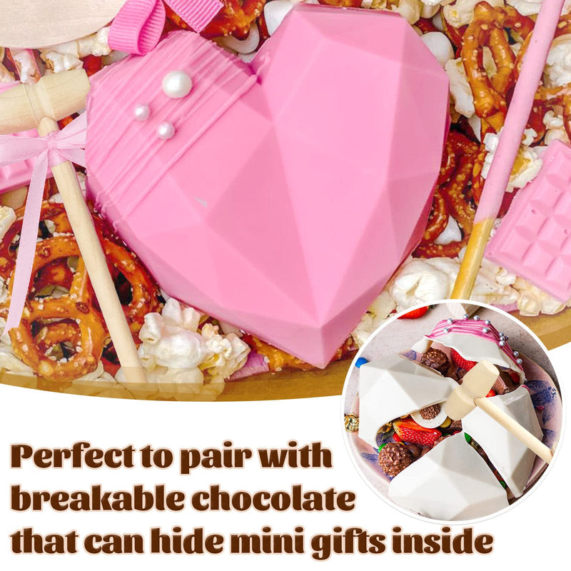 20 PCS Mini Wood Hammers Wooden Hammer for Breakable Heart Chocolate Heart, Wood Lobster Crab Mallet