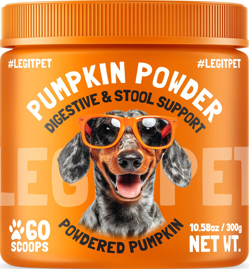 Pumpkin Powder for Dogs Digestive & Stool Support Fiber Blend with Pumpkin, Pumpkin Seed & Apple Helps Support Firm Stool, Gut Health & Regular Digestion 60 Scoops