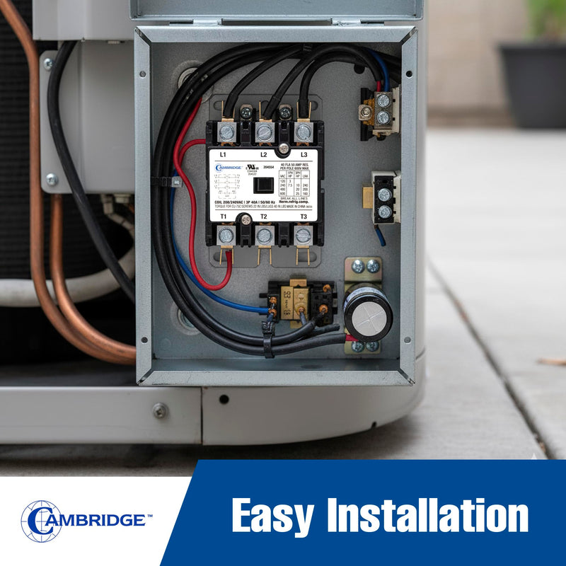 Cambridge 2-Pole 40A 24V AC Coil Definite Purpose Contactor for Air Conditioner Condenser Compressor Motor