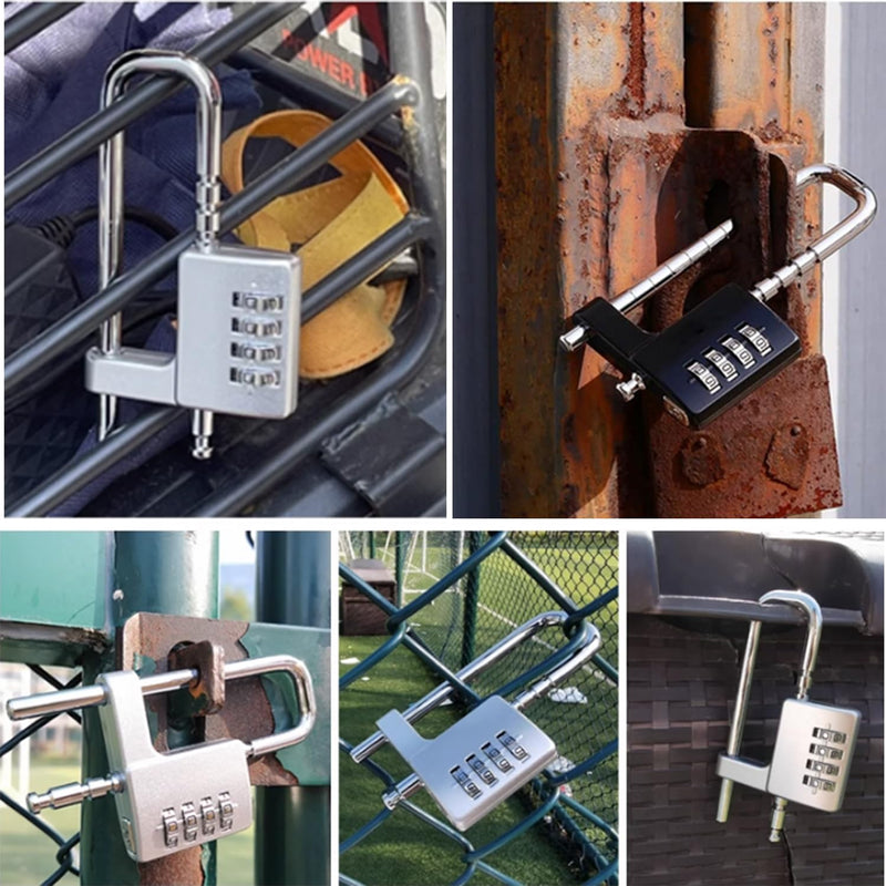 Cabinet Combination Padlock, U Shaped Stainless Steel Gym Locker Lock With Code Long Adjustable Shackle for Outdoor, School, Sports Lockers, Fences (Black-2pcs) Black-2pcs