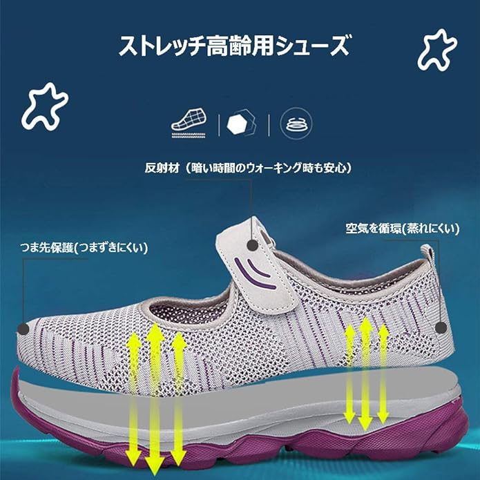 Kanouhope Men’s & Women’s Sneakers, Nursing Shoes, Shoes for Middle-Aged or Elderly, Safety Shoes, Breathable, Mesh, Flexible, Velcro, Bunions, 3 Colors, Daily Wear, 9.1-10.8 inches (23.0-27.5 cm) - NewNest Australia