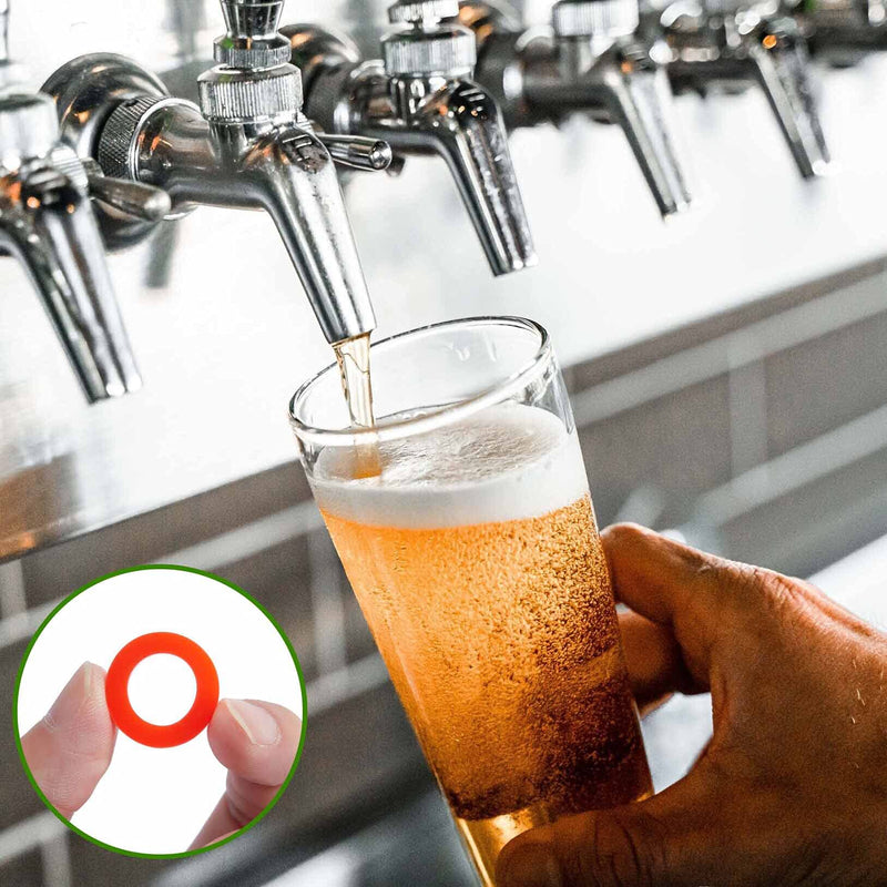 30PCS Beer Washer,Keg Tap Line Washer Red Silicone(Better Than Rubber) Coupling Gasket for Beer Seal 30 PCS