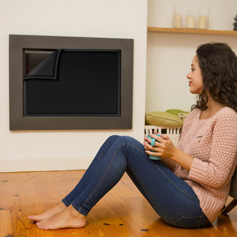 Magnetic Fireplace Draft Cover, Fireplace Blocker Blanket Stops Heat Loss, Adjustable Fire Place Draft Stopper Save Energy for Indoor Iron Frame Black 33" W x 29" H 33"x29" Magnetic
