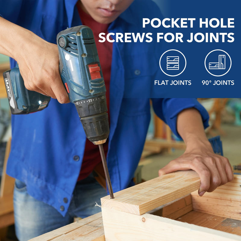 Pocket Hole Screws #8x1 Zinc, Coarse Thread Wood Screws 300Pcs, Washer Head with Square Drive, 150MM Drive Bit Included #8x1" 300
