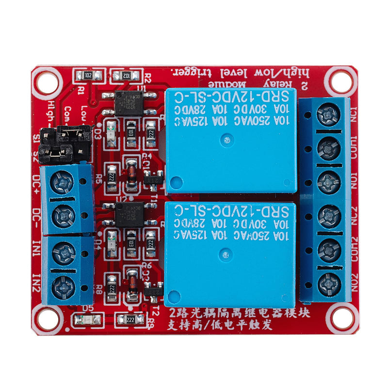 4PCS DC 12V 2 Channel Relay Module with Isolated Optocoupler Supports High and Low Level H/L Level Trigger Module Triggered