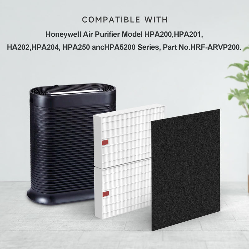 HPA200 HEPA Filter Replacement Compatible with Honeywell HPA200 HRF-ARVP200 Series Air Purifier HPA200, HPA201, HA202, HPA204, HPA250, HPA5200, 4 HEPA R + 8 Activated Carbon Pre-Filters A 4+8 Pack