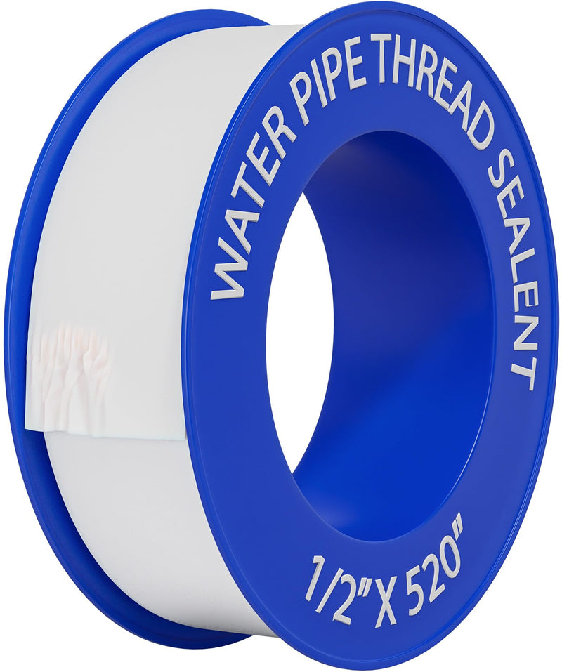 4 Rolls 1/2 Inch(W) X 520 Inches(L) Teflon Duct Sealant Tape for Shower Head, Plumbing Thread Tapes, Water Pipe Sealing Plumbers PTFE Thread Seal, Pipe Dope Thread Sealant for Water 4 Pack