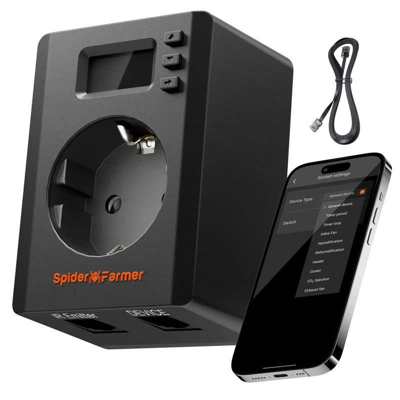 Spider Farmer S Station GGS Pro Outlet, 1 AC APP-Based Controls Outlet, 15A/1875W Max, Universal Energy Monitoring for Indoor Grow Home Appliance