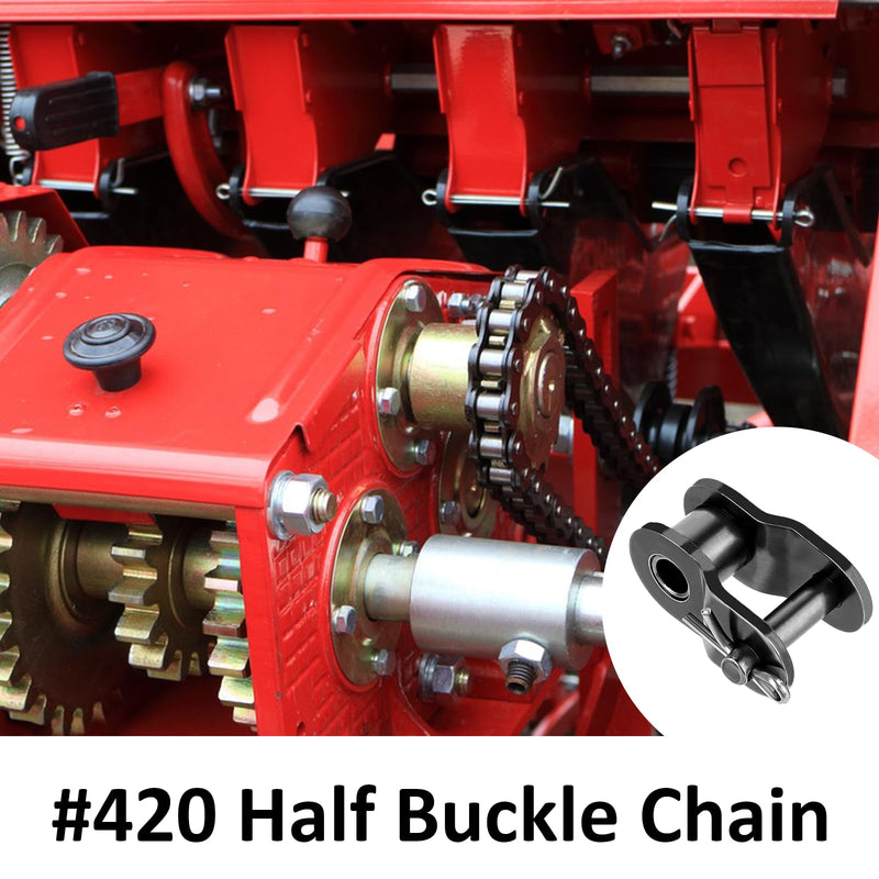 Roller Chain Offset Link #420, 6 Pieces 420 Chain Half Link Master Link Small Crank Chain Connecting Links Carbon Steel 1/2" Pitch 420 Offset Links, Black