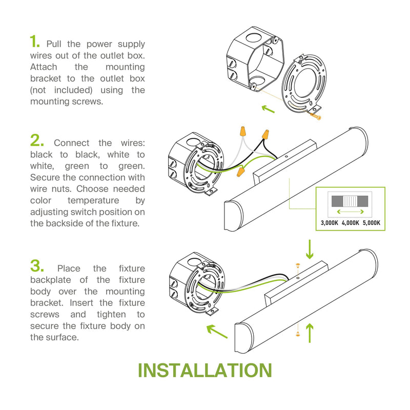 ASD LED 18 Inch Wall Mount Vanity Lighting Fixture | 20W 1500LM 3000K-5000K 120V | 3CCT, Dimmable, Energy Star, ETL Listed | Bathroom Linear Light Bar, Long Tube Bath Sconce | Nickel Brushed Nickel (1pk)