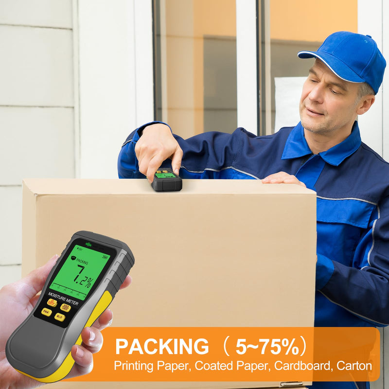 Pinless Moisture Meters, Accurate Digital Wood Moist Testing, Non-Destructive Moisture Detection in Drywall, Moisture Water Leak Detector for Lumber, Building, Humidity Tester, Non-Invasive