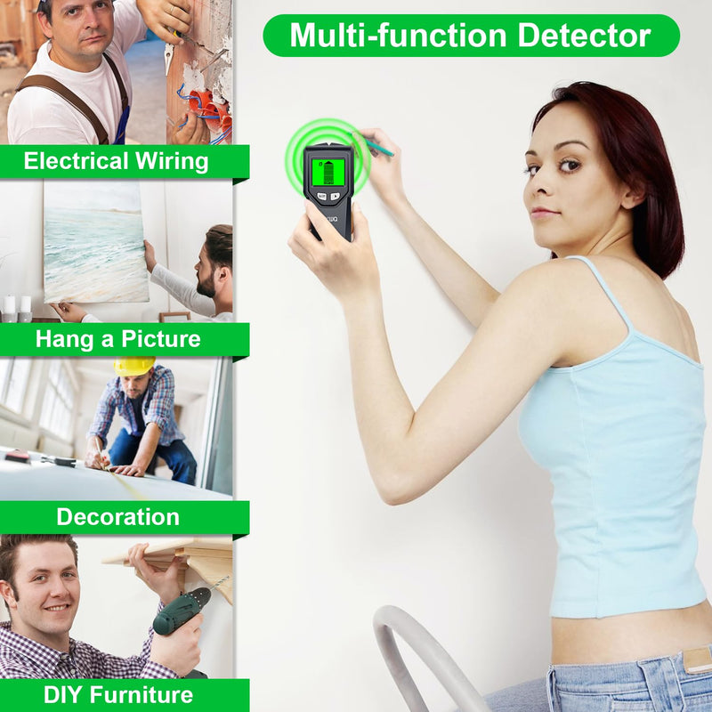 Stud Finder Wall Scanner - 5 in 1 Stud Finder Tool w/Intelligent Microprocessor Chip and HD LCD Display, Stud Detector Beam Finders for the Center and Edge of Wood AC Wire Metal Studs Joist Pipe Ink