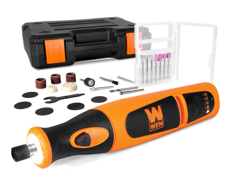 WEN 23072 Variable Speed Lithium-Ion Cordless Rotary Tool Kit with 24-Piece Accessory Set, Charger, and Carrying Case & 230282A 282-Piece Rotary Tool Accessory Kit with Carrying Case