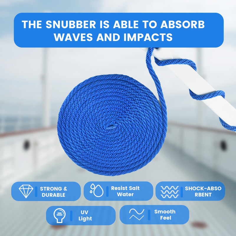 Marine Dock Line Boat Mooring Snubbers Kit, 3/8" x 20' Dock Line with 12” Eyelet and Mooring Snubber (21-3/4" Length), 1920lbs Tensile Strength(Blue) blue 3/8"*20'