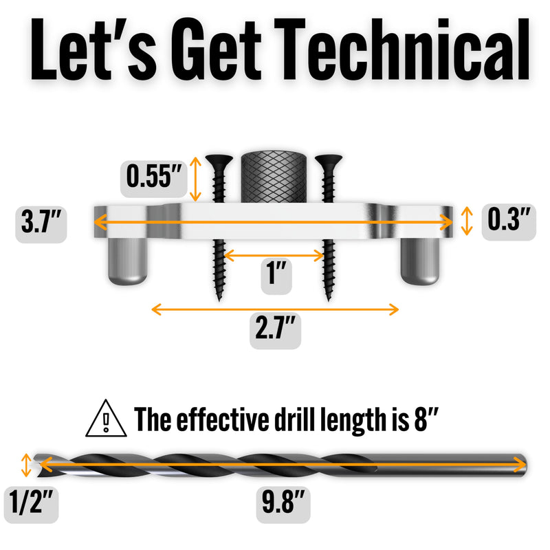 EVALD Dowel Jig Kit for Floating Shelf Bracket | 1/2 inch x 9.8 inch Drill Bit | Doweling Jig for Shelves and Mantels| Hardware Kit for Hidden Shelf Brackets | Floating Shelf DIY Woodworking Tool