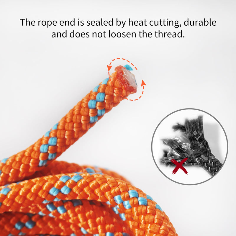 NewDoar Static Climbing Rope 6mm Accessory Cord Rope,for Arborist Tree, Mountaineering, Sailboat Rope,Dock Lines,Hauling Dragginge Orange 50FT(15M)