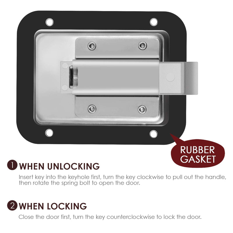 WINOMO RV Trailer Door Lock Stainless Steel Locking Paddle Latch Heavy Duty Flush Mount with Key for Toolbox, RV, Camper, Electrical Cabinet, Trailer and Truck Doors