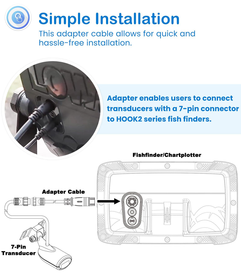 000-14068-001 7-Pin to 8-Pin Transducer Adapter Cable Compatible with Lowrance Hook2, Hook Reveal & Simrad Cruise Series, Sonar Converter Extension Cord for Fishfinder Chartplotter Marine Accessories