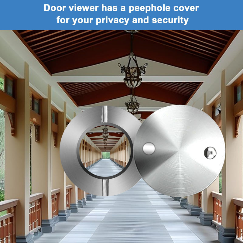 180-degree Peep Holes for Door with Drill Bit 14mm/0.55 Inch, Door Viewer Peephole, Door Peephole with Privacy, Peephole for Front Door Thick from 1-3/8" to 2-3/8", Brushed Nickel Finish