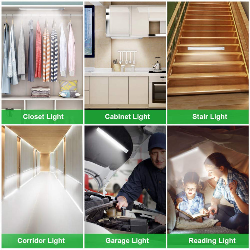 goodland 160 LED Closet Lights Motion Sensor Under Cabinet Lights Indoor Lighting 3600mAh Battery Powered Light Bar Dimmable Rechargeable Closet Light for Kitchen, Wardrobe, Stairs(2 Pack) 2 Packs 160 LED