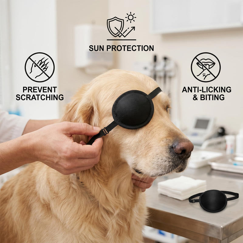 2 Pcs Eye Patch for Dogs, Adjustable Dog Eye Patch, Soft and Comfortable Eyes Patches, Used for Postoperative Eyes Injuries,Surgery Wounds and Missing Eye in Medium and Large Dogs and Cats