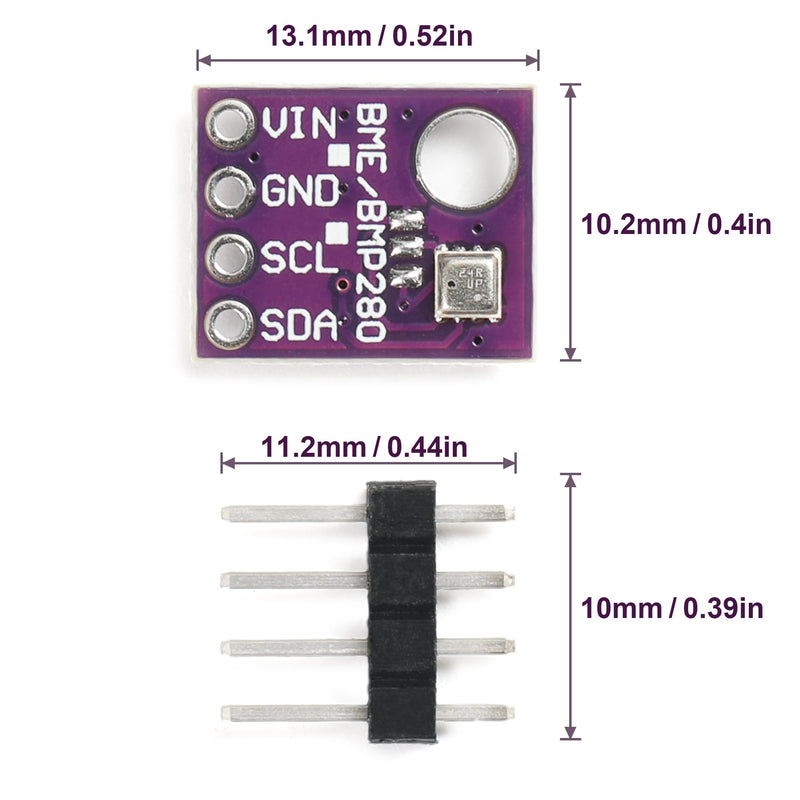 4PCS BME280 5V Sensor Module Atmospheric Pressure Temperature Humidity Sensors I2C SPI Breakout GY-BME280 5 V-4P