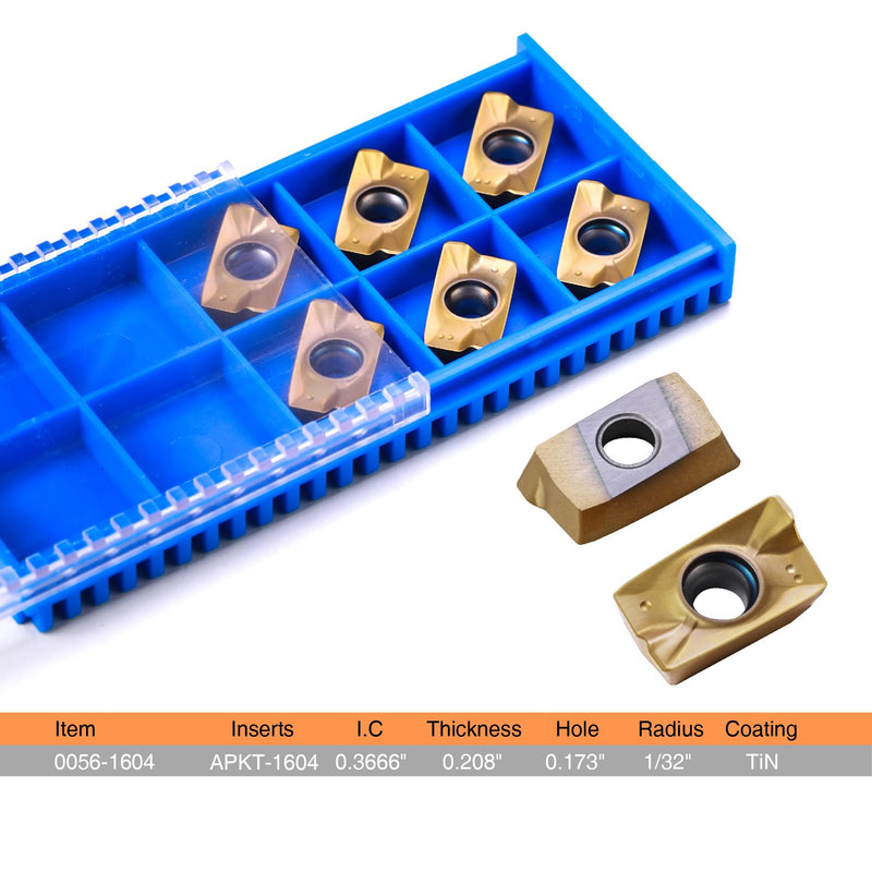 6PCS APKT1604 Tin Coated Carbide Inserts - Indexable Milling Inserts for Machinist Tools, CNC Laser Cutter, Milling Machine Accessories Inserts 6pcs