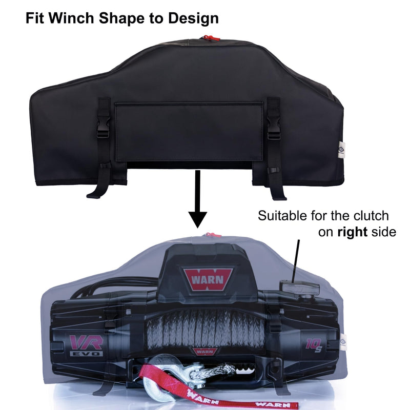 Winch Cover, High Quality UV-resistant Waterproof Winch Protective Cover, Indoor/Outdoor Winch Accessories, Weather Resistant Dust Cover for Electric Winches up to 12000 Lbs (No lining) Portable Winch Cover