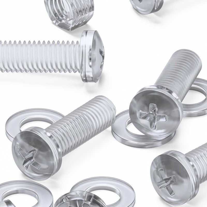 20x Clear Acrylic Pan Head Screws, Nuts & Washers M12 x 40 mm (15/32 x 1 37/64 in)