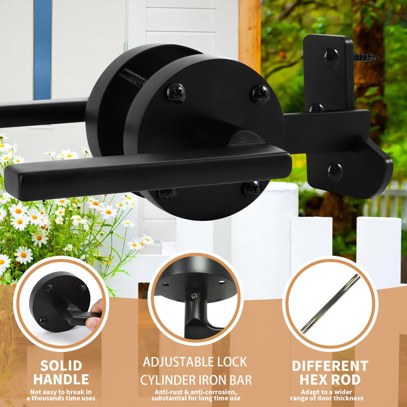 Two Sided Gate Latch,Gate Latch for Outdoor Fence, Wooden Gates, Pool Gates, Backyards, Gardens; They can Also be Used as Door Handles and Two-Way Door Locks, Gate Hardware.