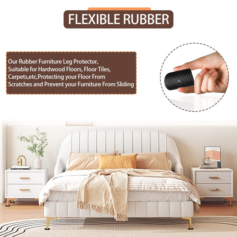 Furniture Coasters Non-Slip Bed Leg Pads Round Rubber Anti Sliding Caster Cups for Hardwood Floors Black 8PCS 2.5inch 2.5in Black 8Pcs