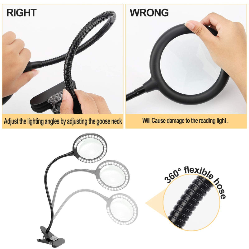 LED Magnifying Lamp with Clamp, Raweao 3X Lighted Magnifying Glass with Light for Reading, Seniors, Hobbies, Craft