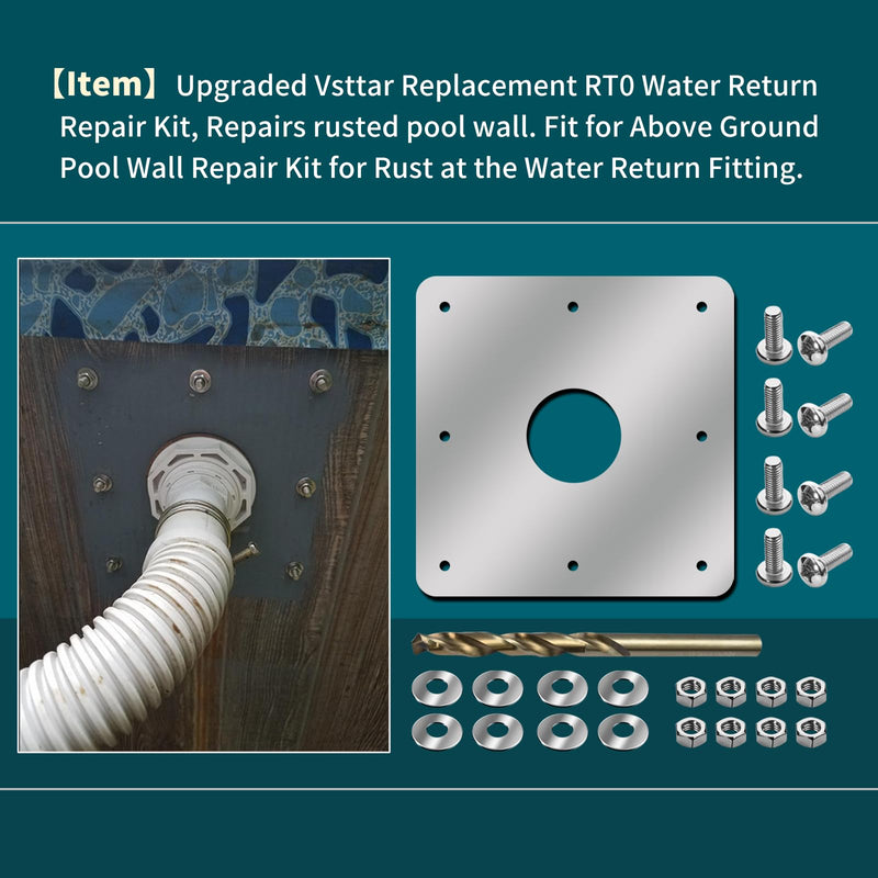 Upgraded Replacement RT0 Water Return Repair Kit, Repairs Rusted Pool Wall, Fit for Above Ground Pool Wall Repair Kit for Rust at The Water Return Fitting