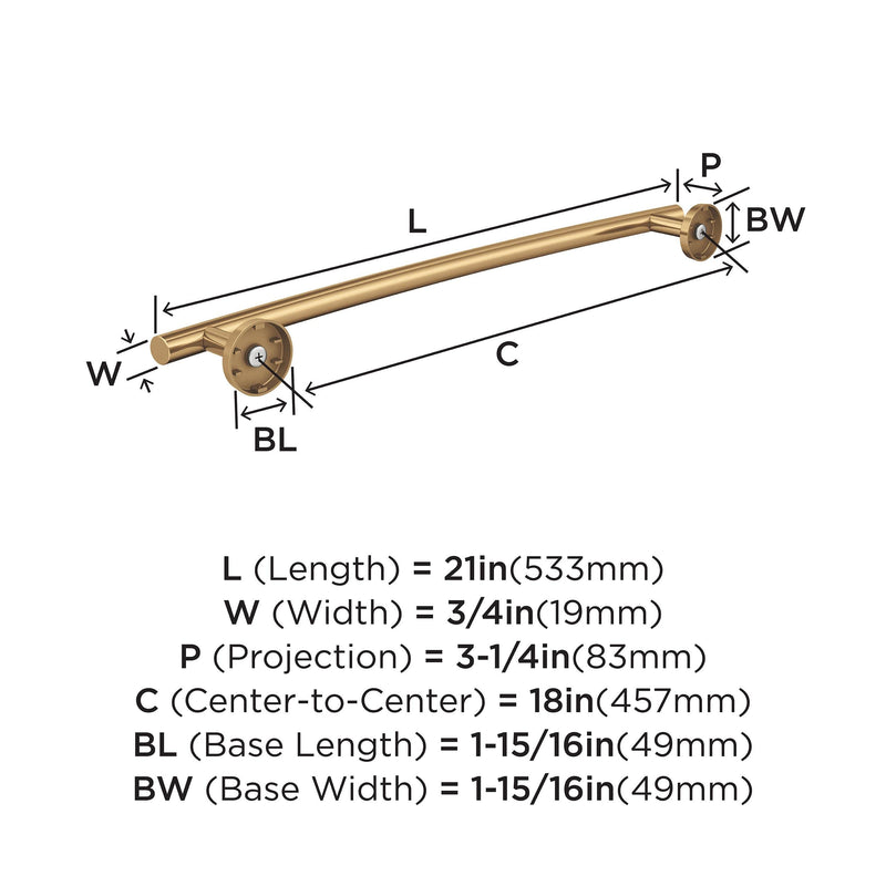 Amerock BH26543CZ | Champagne Bronze Towel Bar | 18 inch (457 mm) Center-to-Center Towel Rack | Arrondi | Bathroom Towel Holder | Bathroom Hardware | Bath Accessories 18 Inch (457 mm)