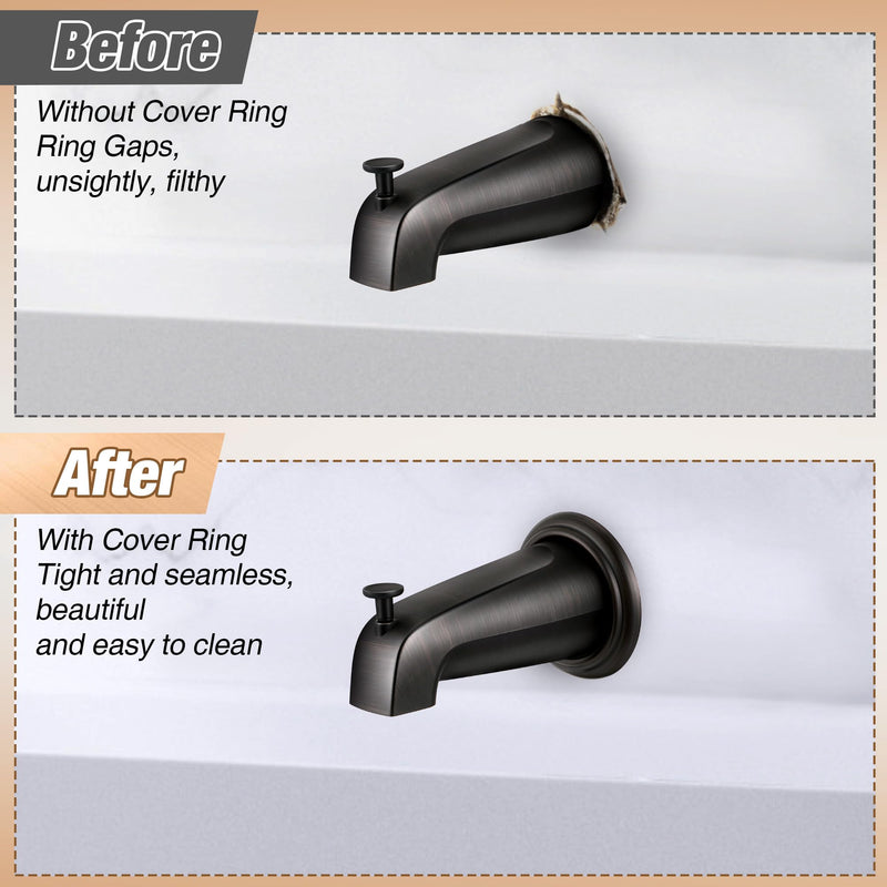 Dreyoo Metal Tub Spout Cover Ring, Tub Spout Remodel Ring, Tub Spout Trim Plate Ring with 1 Pcs Foam Gasket, 1-1/2 Inch ID and 3-5/8 Inch OD (Oil Rubbed Bronze) Oil Rubbed Bronze