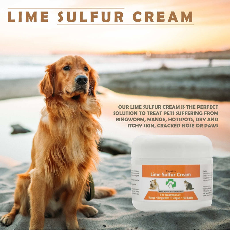 Classic's Lime Sulfur Pet Skin Ointment (2 oz) - Pet Care and Veterinary Treatment Against Ringworm, Mange, Lice, Flea, Itchy and Dry Skin - Safe Cream Ointment for Dog, Cat, Puppy, Kitten, Horse