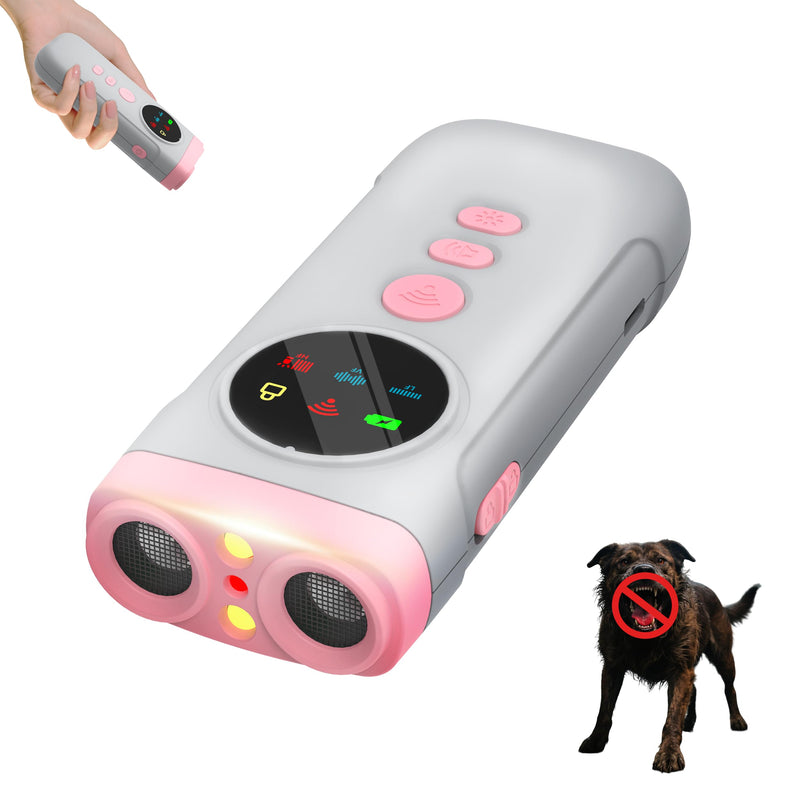 Dog Bark Deterrent Devices, 2X Ultrasonic Anti Barking Device for Dogs, Color Display & 50ft Range, Pet Gentle Anti Barking Device, Portable Safe & Effective Alternative to Bark Collars (Pink) Pink
