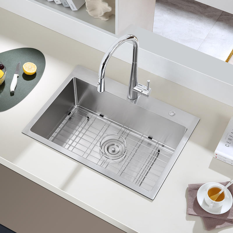 Stainless Kitchen Sink Protector - 23" x 14" with Rear Drain 23‘’x14‘’ Brushed