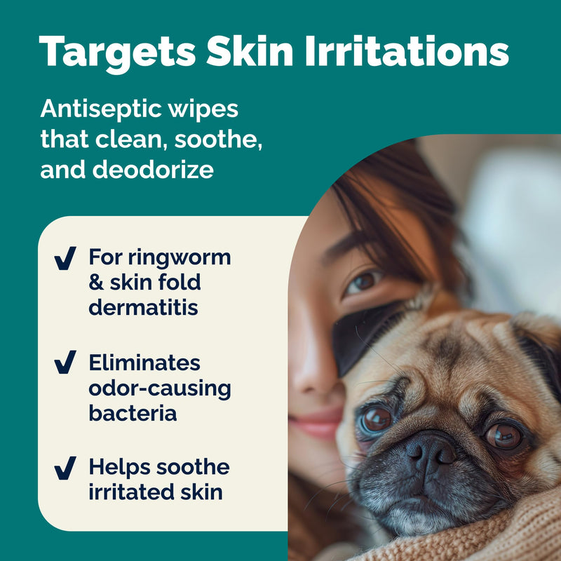 Vetnique Dermabliss Chlorhexidine for Dogs & Cats Wipes - Ketoconazole Medicated Antibacterial & Antifungal Skin Wipes for Hot Spots, Yeast Infection, Yeasty Paws, Itch & Smelly Folds, 50 Count Small 50 Count (Pack of 1) Medicated Skin Wipes