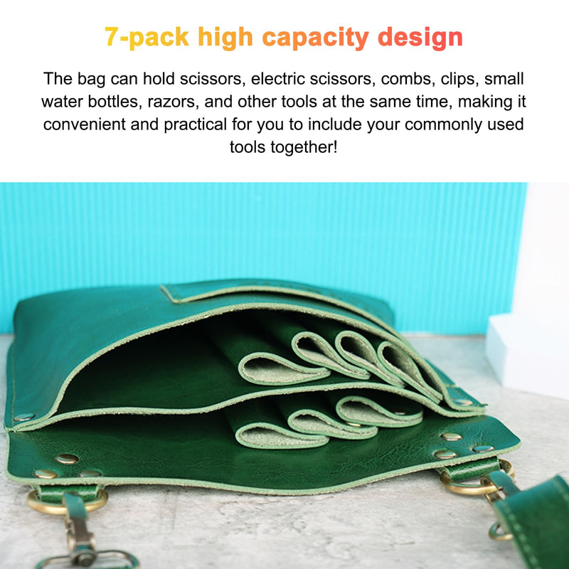 Scissor Holder, Hair Tool Bag Built in 7 Scissor Positions Shear Holder Hairstylist Essentials with Waist Shoulder Belt for Hairstylist Groomer Makeup Artists Comb Clip (Green) GREEN