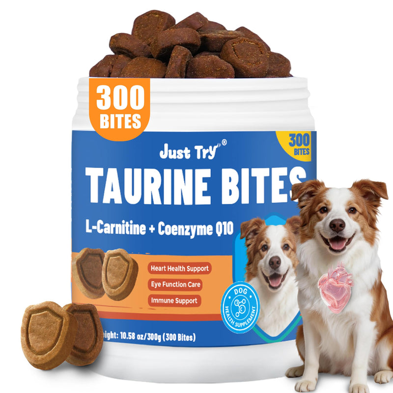 Just Try 10.58 OZ Taurine Supplement Coq10 for Dogs with L-Carnitine & Coenzyme Q10 Support Dog Heart, Immune and Eyes Health 10.58 Ounce