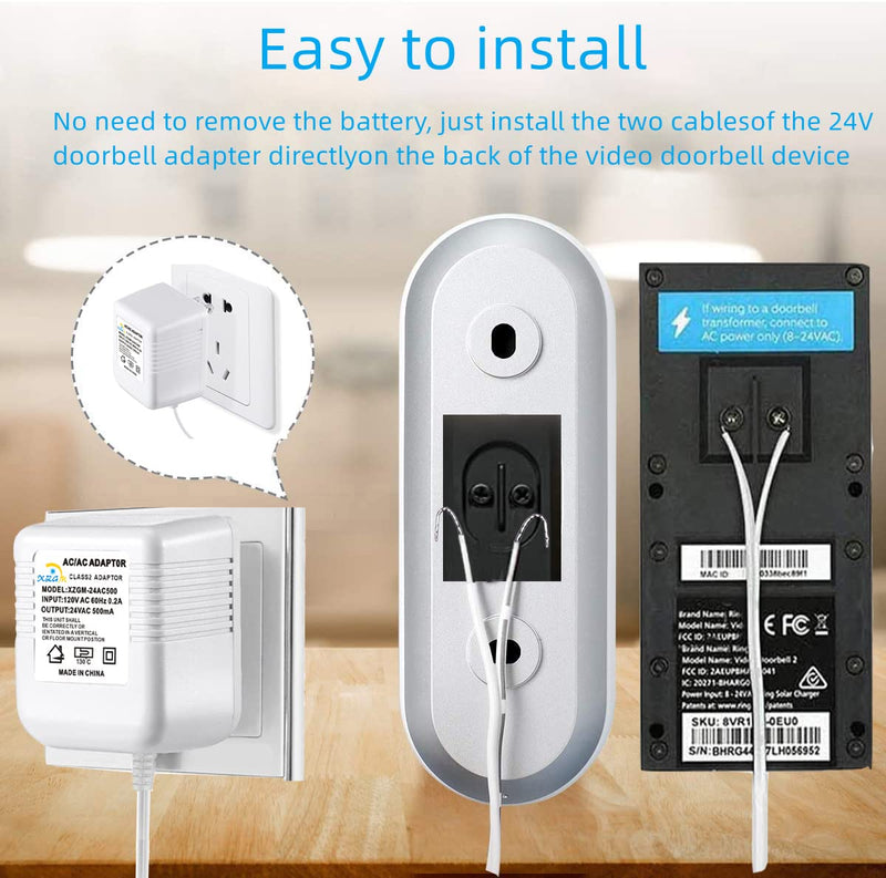 24V Doorbell Transformer Adapter Compatible with Nest Honeywell Ecobee Sensis All Versions of Ring Video Doorbells Thermostats Power Supply Adapter (26FT White, 12.0, Watts) 26FT white 12.0 Watts