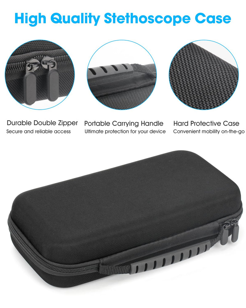 Hard Stethoscope Case for Eko CORE 500 Digital Stethoscope, Lightweight & Portable Protective Case, Extra Pocket for Doctor & Nurse Accessories (Black)