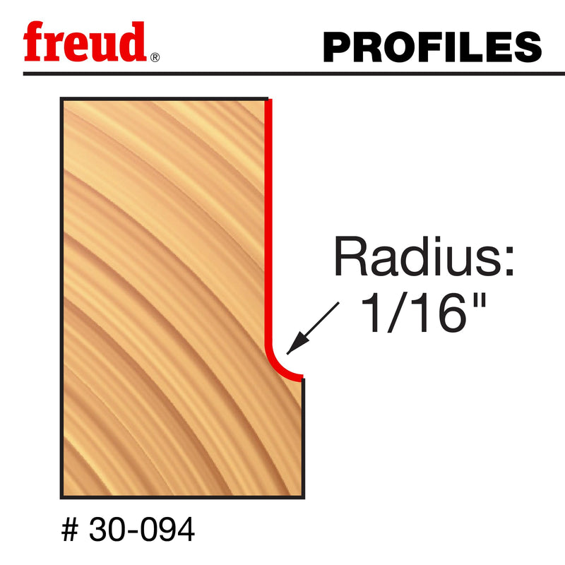 Freud 30-094: 1/16" Radius Cove Bit with 1/4" Shank