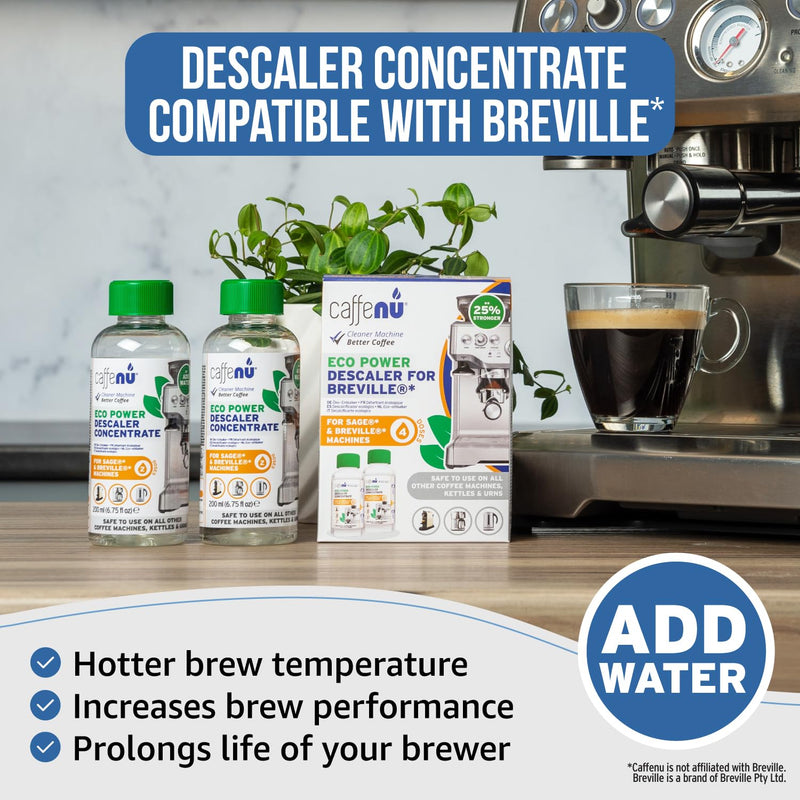 Breville Compatible Descaling Solution. 2 Bottles of Descaler Solution. Descaling Kit Removes Limescale For Hotter Coffee. 4 Uses Descaler For Breville Coffee Machines. 6.75 Fl Oz (Pack of 2)