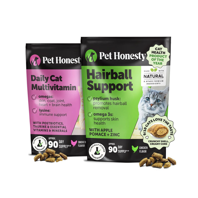 Cat Multivitamin & Hairball Support Virtual Bundle – Multivitamin Chews + Hairball Chews, 90 Day Supply Each